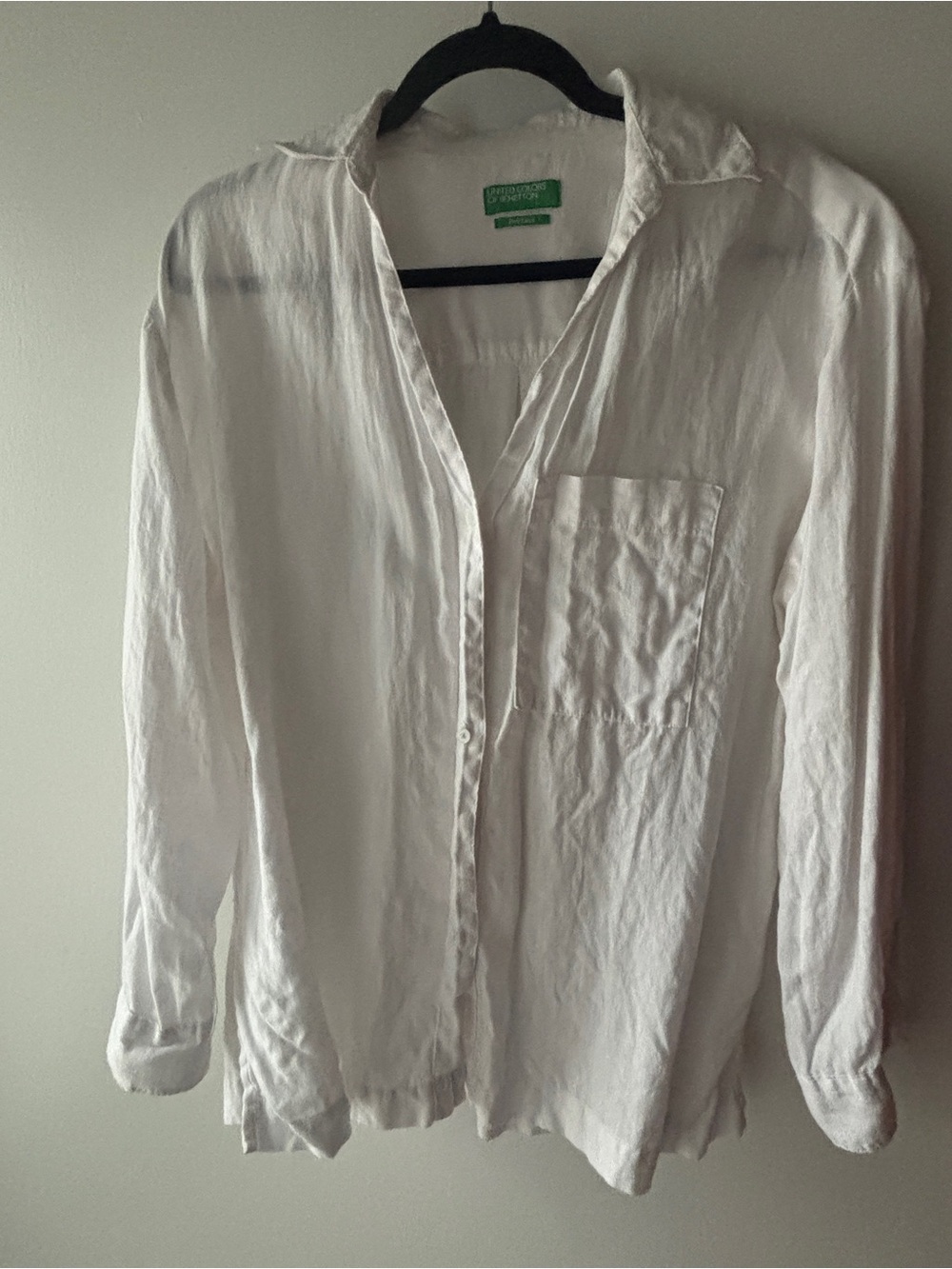 United Colors Of Benetton White Shirt with Green Label